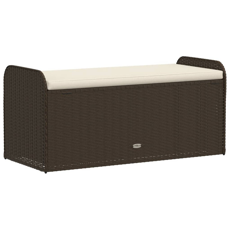 vidaXL barna polyrattan tárolópad párnával 115 x 51 x 52 cm