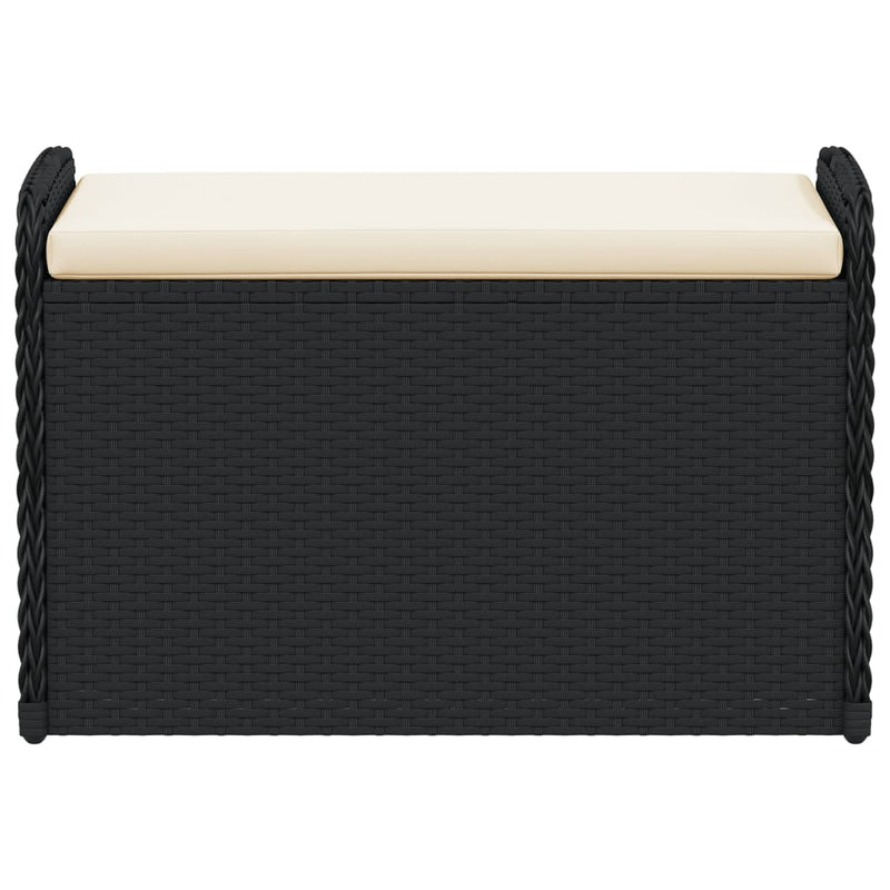 vidaXL fekete polyrattan tárolópad párnával 80 x 51 x 52 cm