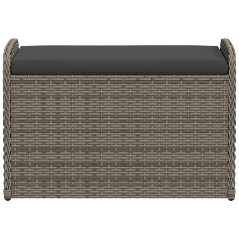 vidaXL szürke polyrattan tárolópad párnával 80 x 51 x 52 cm