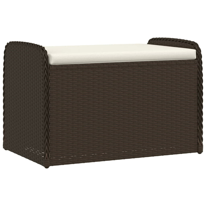 vidaXL barna polyrattan tárolópad párnával 80 x 51 x 52 cm