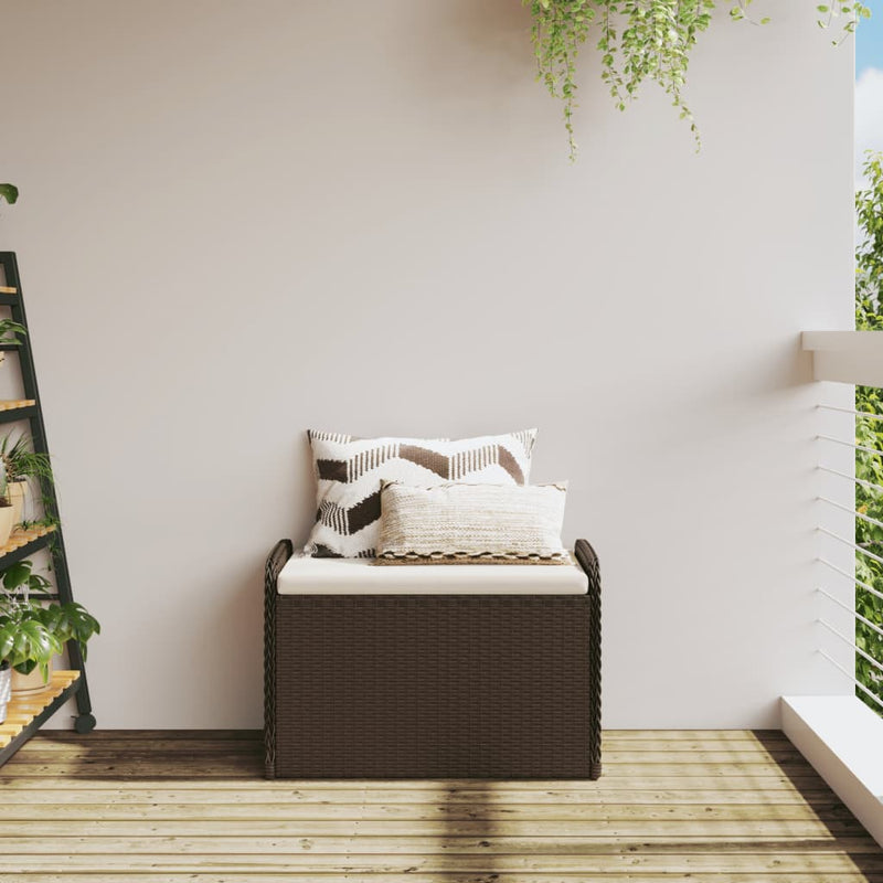 vidaXL barna polyrattan tárolópad párnával 80 x 51 x 52 cm
