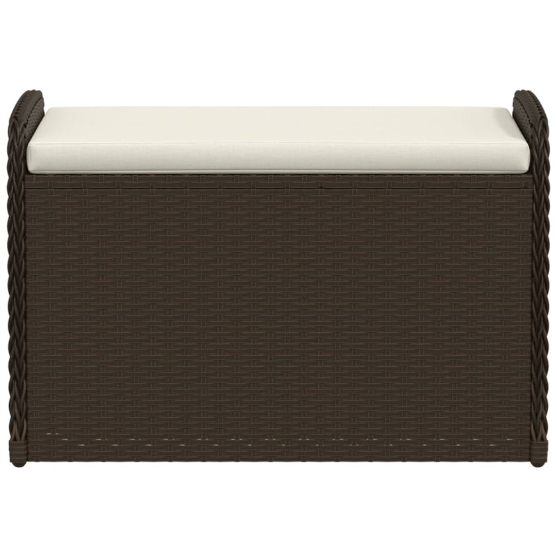 vidaXL barna polyrattan tárolópad párnával 80 x 51 x 52 cm