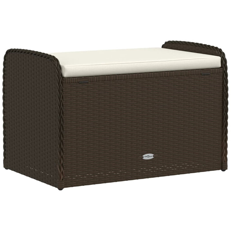 vidaXL barna polyrattan tárolópad párnával 80 x 51 x 52 cm