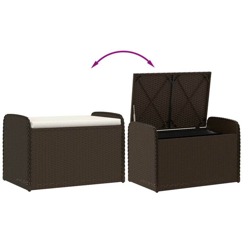 vidaXL barna polyrattan tárolópad párnával 80 x 51 x 52 cm