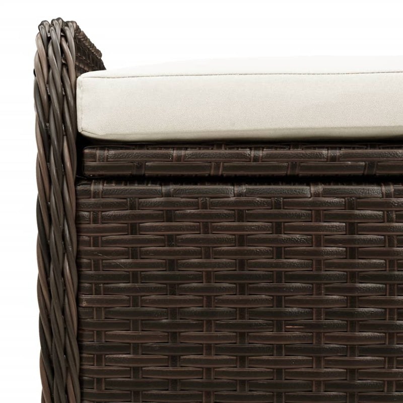 vidaXL barna polyrattan tárolópad párnával 80 x 51 x 52 cm