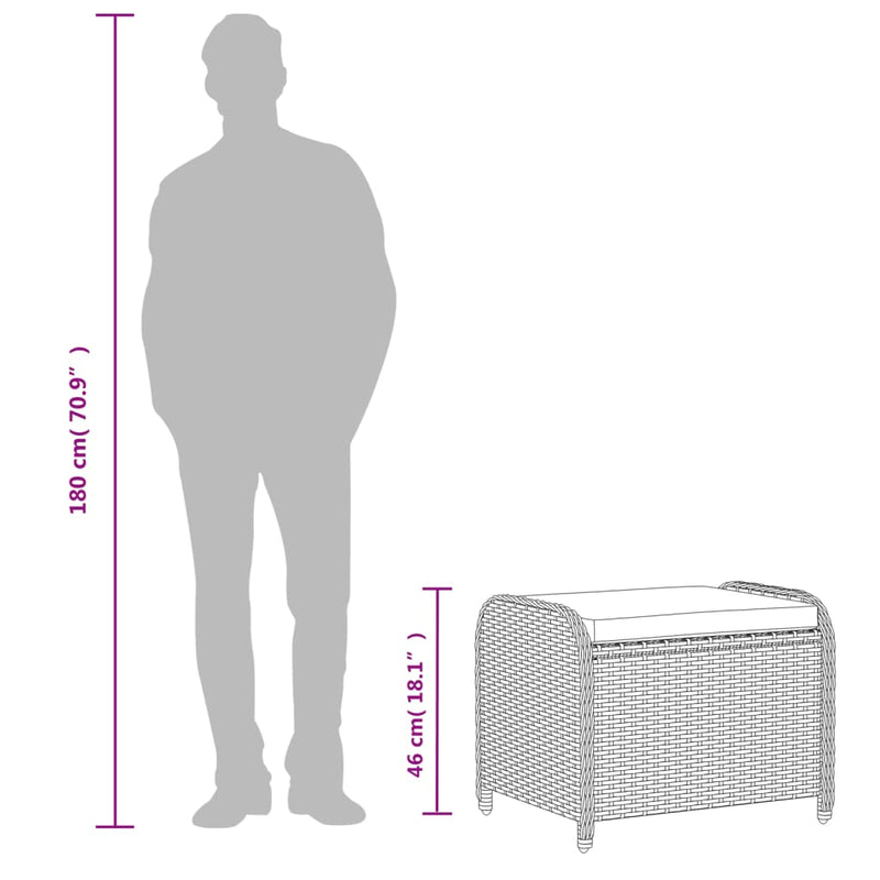 vidaXL szürke polyrattan kerti szék párnával 58 x 46 x 46 cm