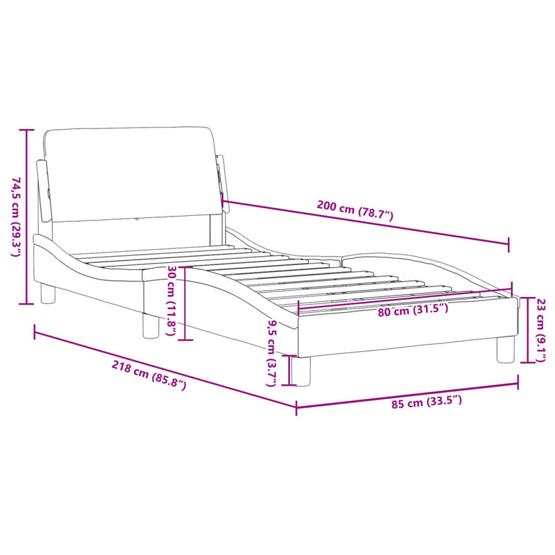 vidaXL sötétbarna szövet ágykeret matrac nélkül 80x200 cm