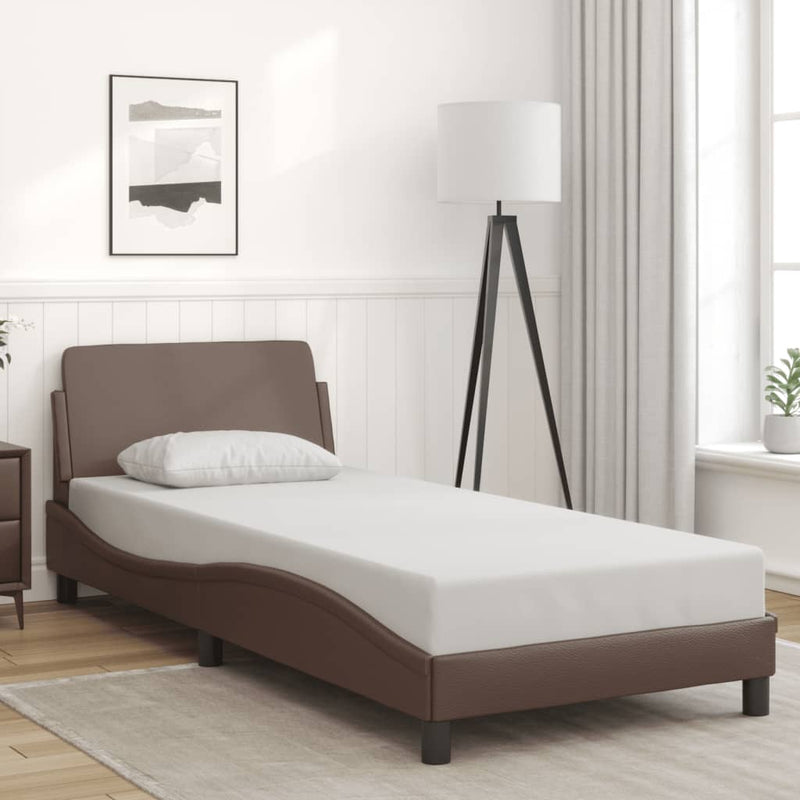 vidaXL barna műbőr ágykeret fejtámlával 90x190 cm