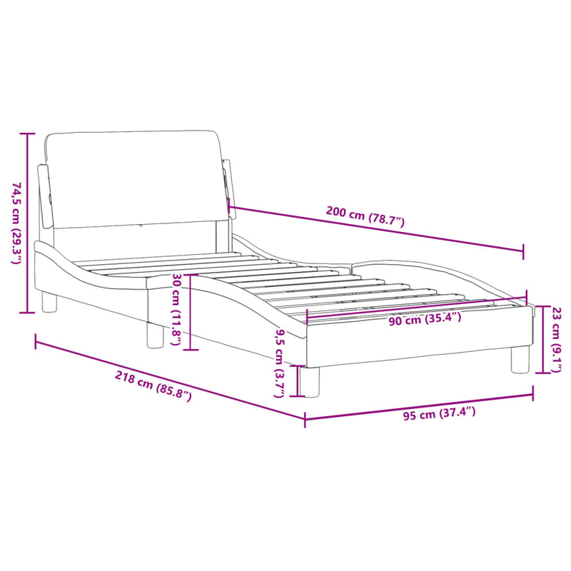 vidaXL fehér műbőr ágykeret Dover 90 x 200 cm