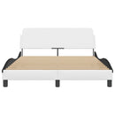 vidaXL fehér és fekete műbőr ágykeret Dover 140 x 190 cm