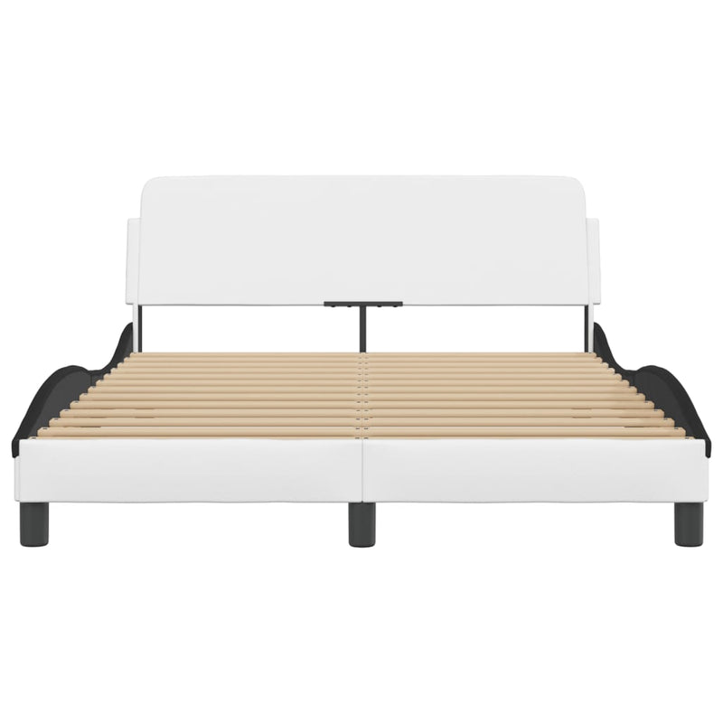 vidaXL fehér és fekete műbőr ágykeret Dover 140 x 190 cm
