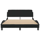 vidaXL fekete Dover ágykeret szövetből 135 x 190 cm