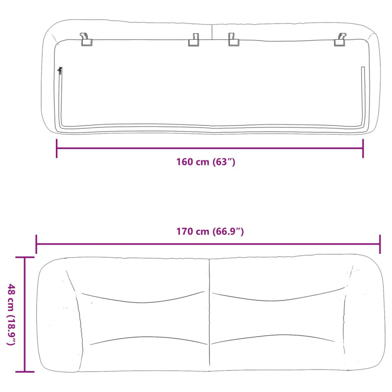 vidaXL fehér műbőr fejtámla párna 160 cm