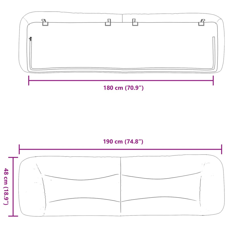 vidaXL krémszínű szövet fejtámla párna Hvar 180 cm