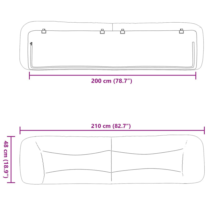 vidaXL fekete szövet fejtámla párna Hvar 200 cm