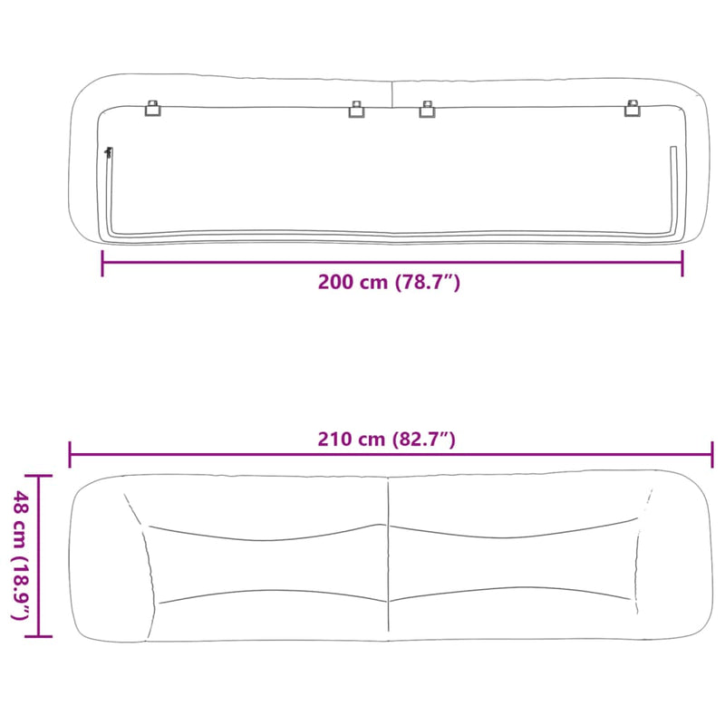 vidaXL kék szövet fejtámla párna 200 cm
