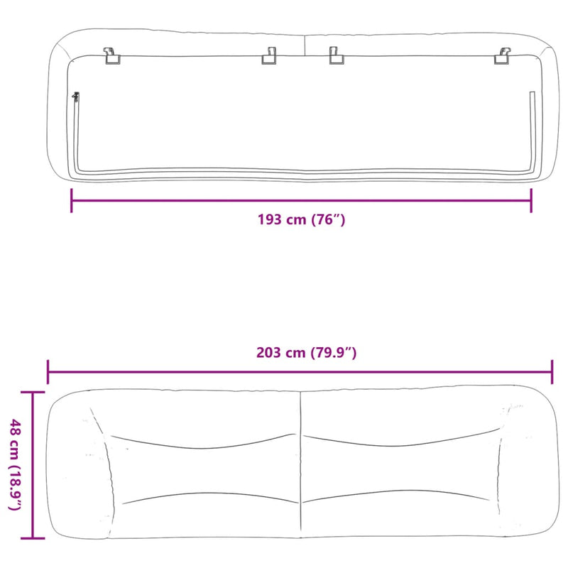 vidaXL fekete műbőr fejtámla párna 193 cm