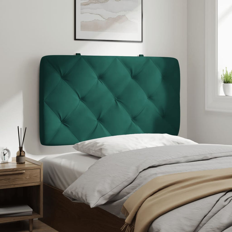 vidaXL sötétzöld bársony fejtámla párna 80 cm