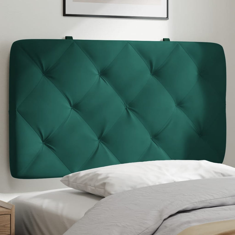 vidaXL sötétzöld bársony fejtámla párna 90 cm