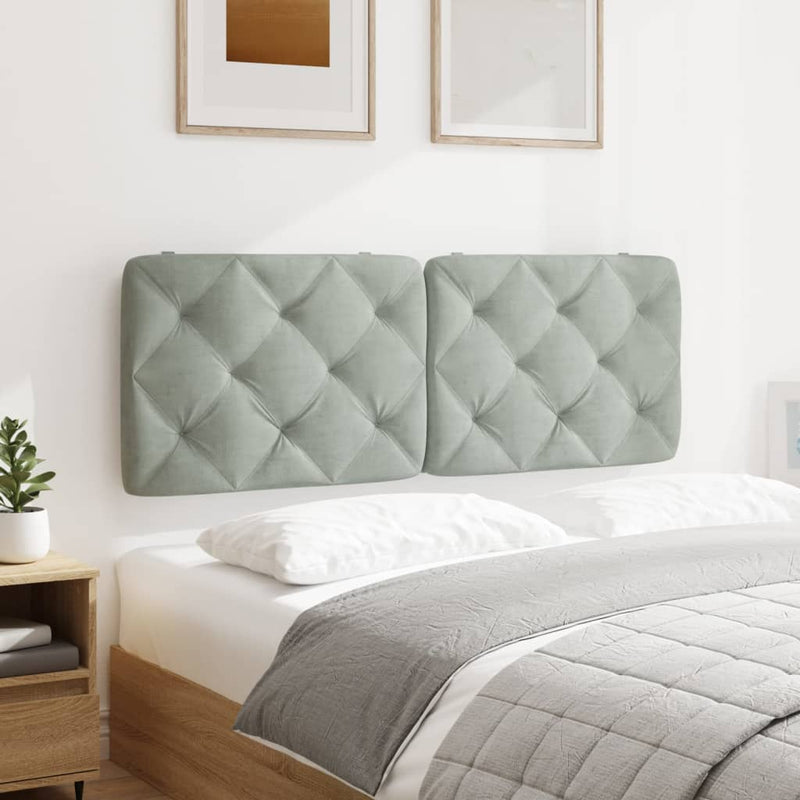 vidaXL világosszürke bársony fejtámla párna 140 cm