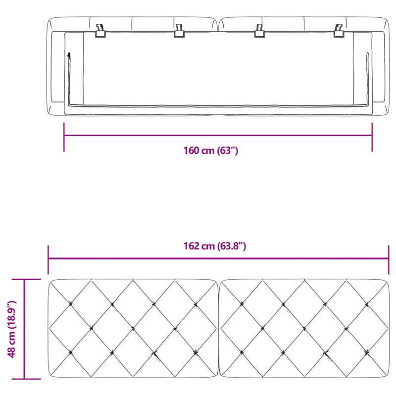 vidaXL rózsaszín bársony fejtámla párna 160 cm