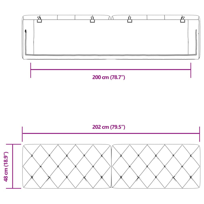vidaXL rózsaszín bársony fejtámla párna 200 cm