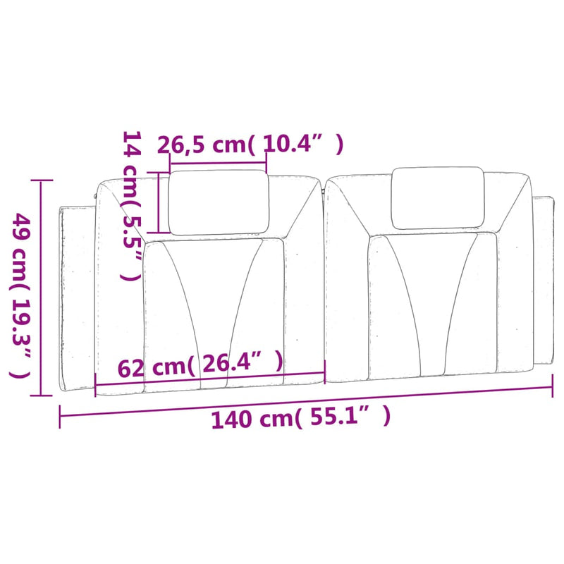 vidaXL szürke műbőr fejtámla párna Viana 140 cm