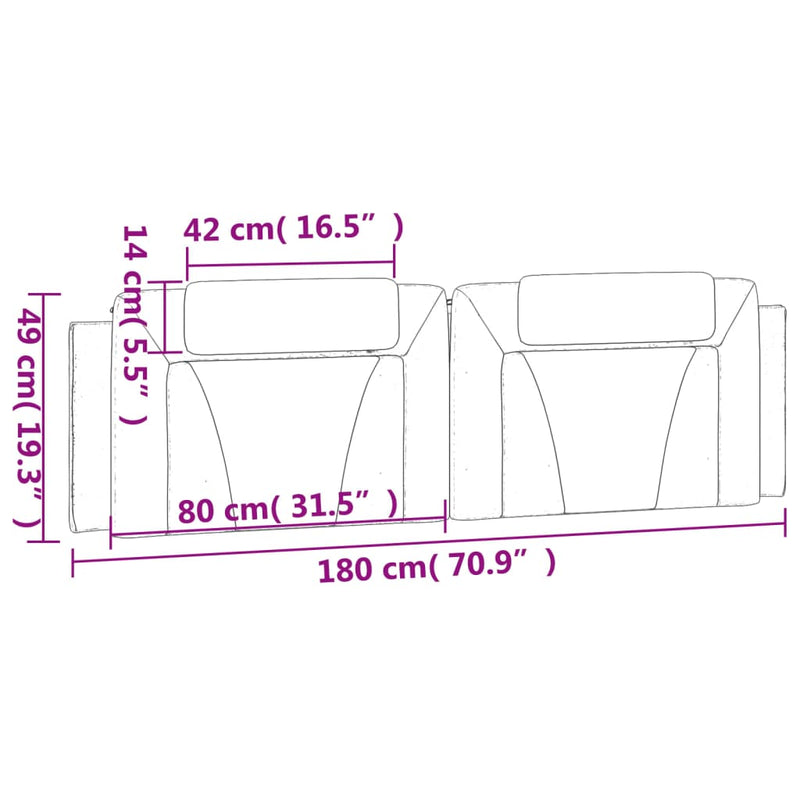 vidaXL szürke műbőr fejtámla párna Viana 180 cm