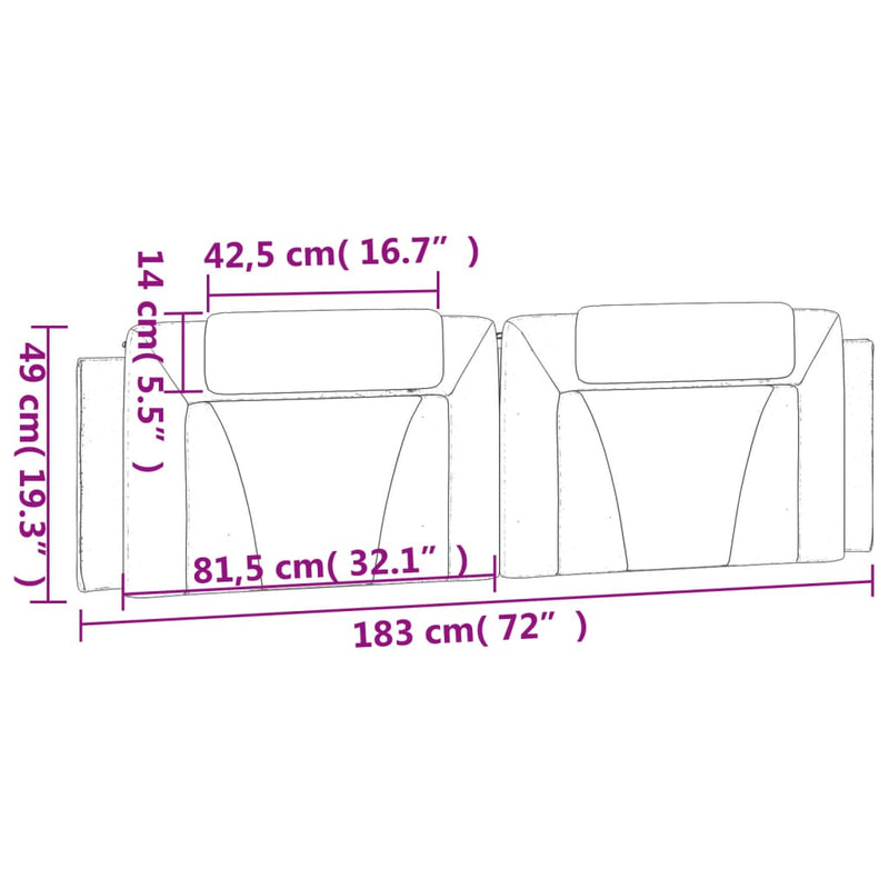vidaXL fekete műbőr fejtámla párna 183 cm