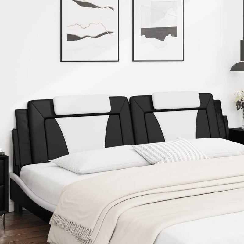 vidaXL fekete és fehér műbőr fejtámla párna Viana 200 cm