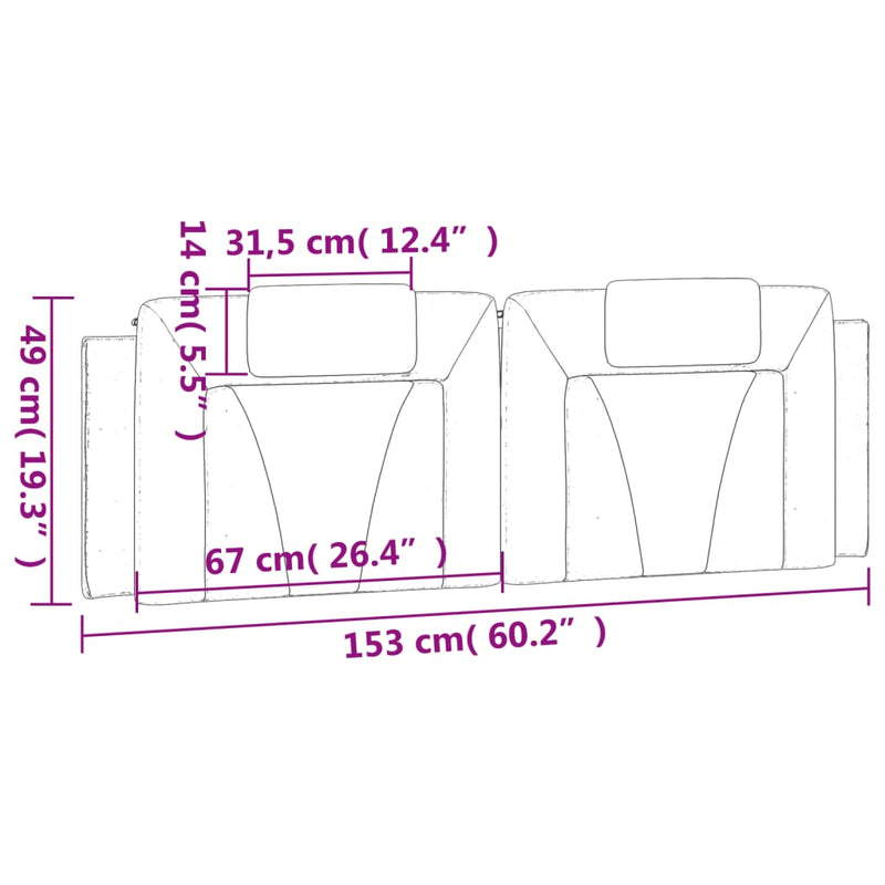 vidaXL fekete műbőr fejtámla párna 152 cm