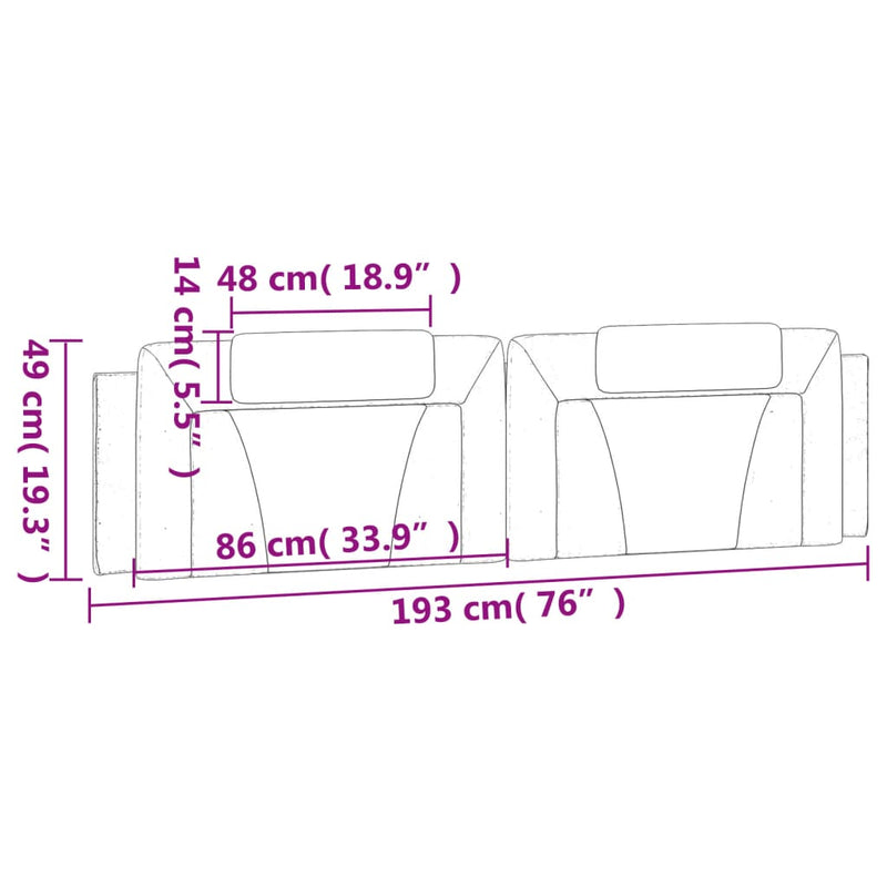 vidaXL fekete műbőr fejtámla párna 193 cm