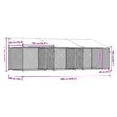 vidaXL szürke horganyzott acél kutyaketrec tetővel és ajtókkal 6x2x2 m