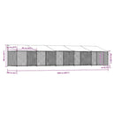 vidaXL szürke horganyzott acél kutyaketrec tetővel és ajtókkal 10x2x2m