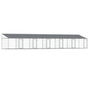 vidaXL szürke horganyzott acél kutyaketrec tetővel és ajtókkal 12x2x2m