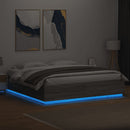 vidaXL szürke sonoma színű szerelt fa ágykeret LED-del 200x200 cm