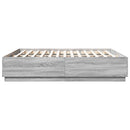 vidaXL szürke sonoma színű szerelt fa ágykeret LED-del 200x200 cm