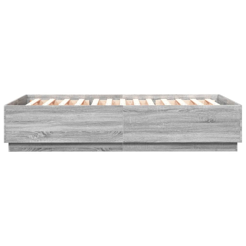 vidaXL szürke sonoma színű szerelt fa ágykeret LED-del 140x200 cm