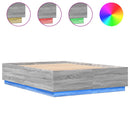 vidaXL szürke sonoma színű szerelt fa ágykeret LED-del 120 x 200 cm