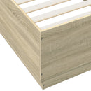 vidaXL sonoma tölgyszínű szerelt fa ágykeret LED-del 100 x 200 cm