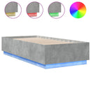 vidaXL betonszürke szerelt fa ágykeret LED-del 100 x 200 cm