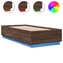 vidaXL barna tölgyszínű szerelt fa ágykeret LED-del 100 x 200 cm