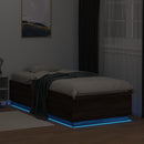 vidaXL barna tölgyszínű szerelt fa ágykeret LED-del 100 x 200 cm