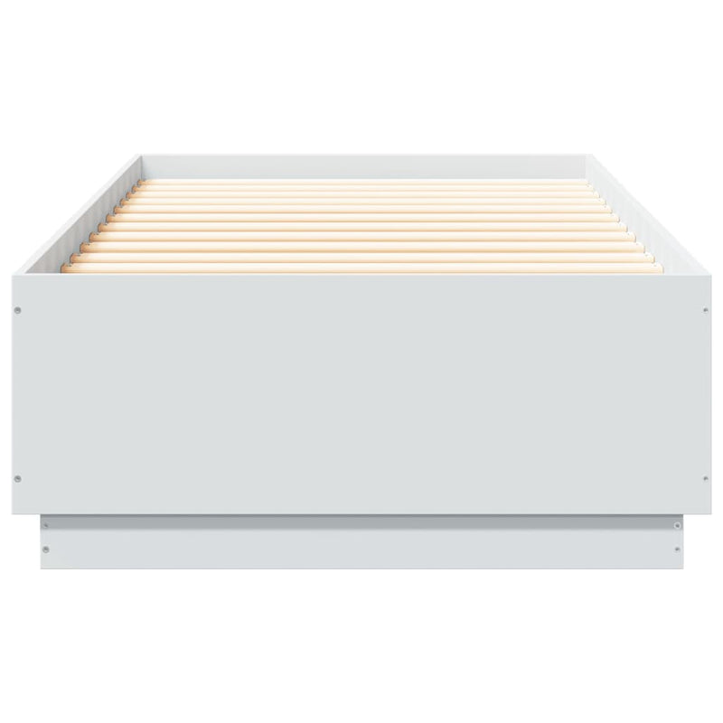 vidaXL fehér szerelt fa ágykeret LED-del 90 x 200 cm