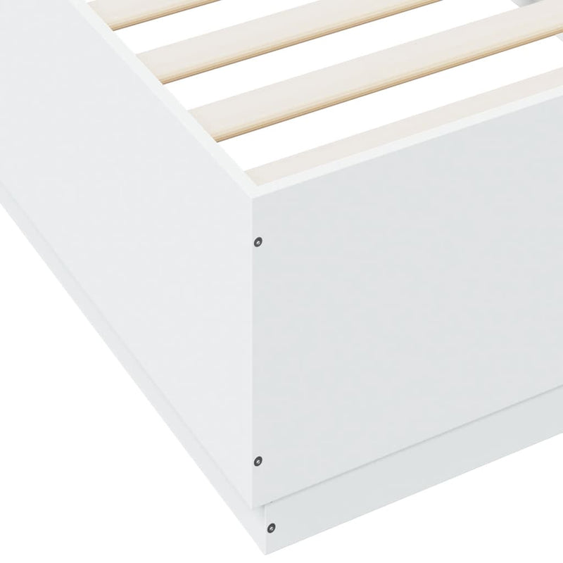 vidaXL fehér szerelt fa ágykeret LED-del 90 x 200 cm