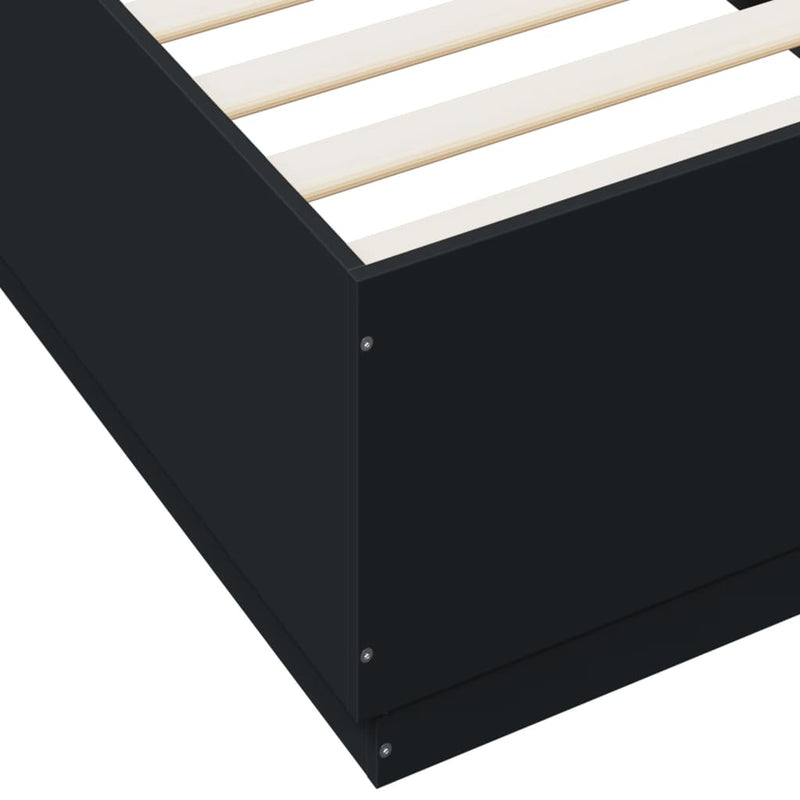 vidaXL fekete szerelt fa ágykeret LED-világítással 90 x 200 cm