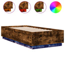 vidaXL füstös tölgy színű szerelt fa ágykeret LED-del 90 x 200 cm