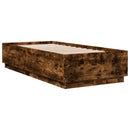 vidaXL füstös tölgy színű szerelt fa ágykeret LED-del 90 x 200 cm