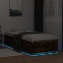 vidaXL füstös tölgy színű szerelt fa ágykeret LED-del 90 x 200 cm