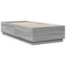 vidaXL szürke sonoma színű szerelt fa ágykeret LED-del 90 x 200 cm